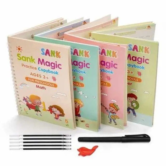Vatsal LearnWrite™ Magic Practice Copybook – Set of 4 Books + 10 Refills (A-127)