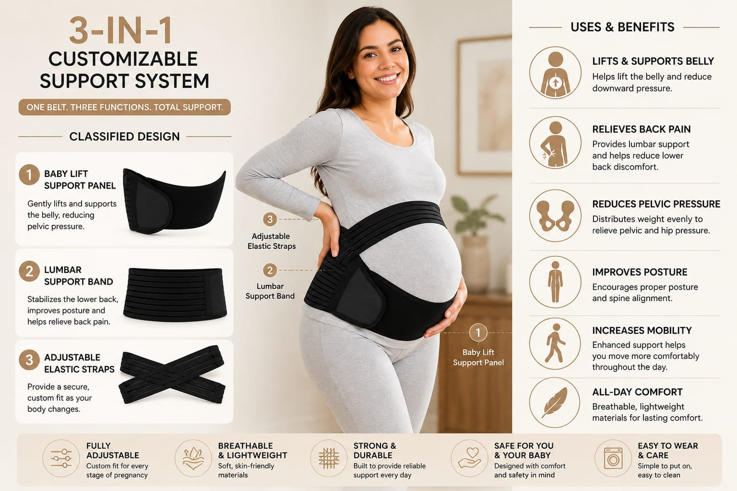Vatsal ComfortLift™ 3-in-1 Maternity Support Belt