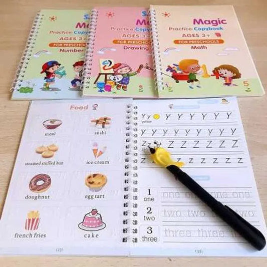 Vatsal LearnWrite™ Magic Practice Copybook – Set of 4 Books + 10 Refills (A-127)